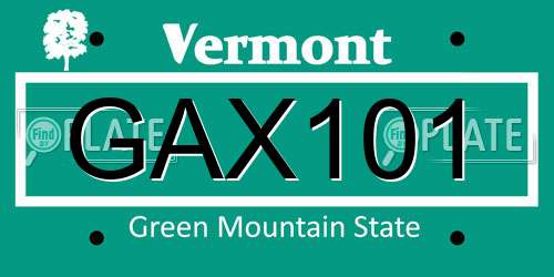 GAX101 Vermont License Plate