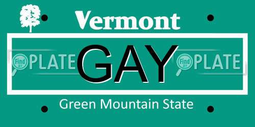 GAY Vermont License Plate