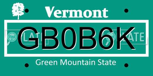 GB0B6K Vermont License Plate