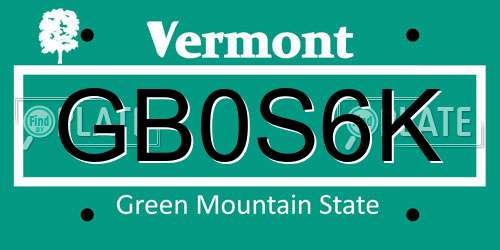GB0S6K Vermont License Plate