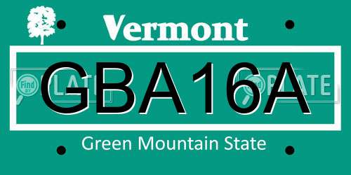 GBA16A Vermont License Plate