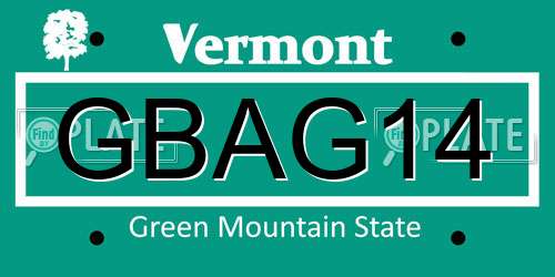 GBAG14 Vermont License Plate