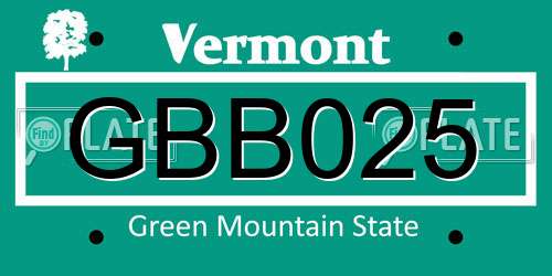 GBB025 Vermont License Plate