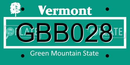 GBB028 Vermont License Plate