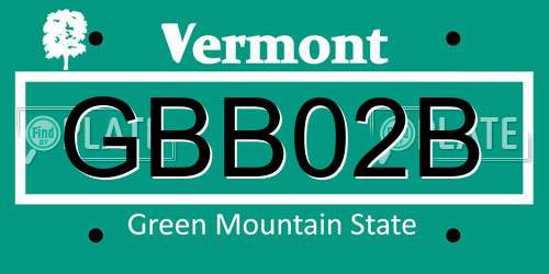 GBB02B Vermont License Plate