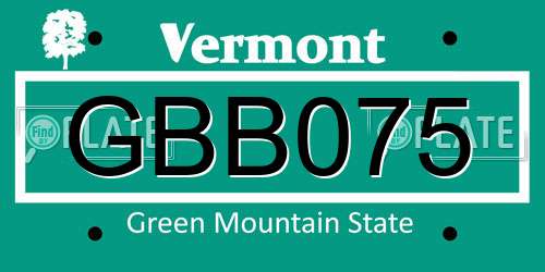 GBB075 Vermont License Plate