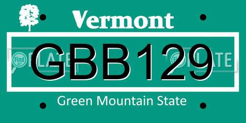 GBB129 Vermont License Plate