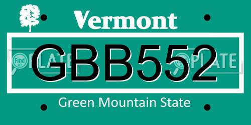 GBB552 Vermont License Plate