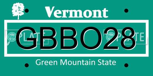 GBBO28 Vermont License Plate