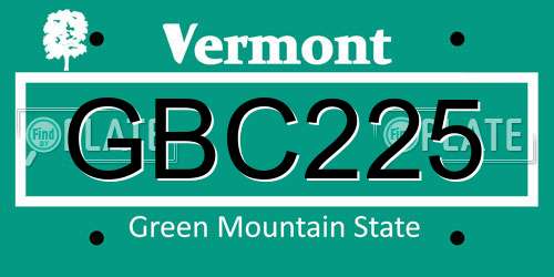 GBC225 Vermont License Plate