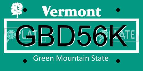 GBD56K Vermont License Plate