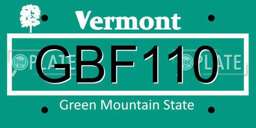 GBF110 Vermont License Plate