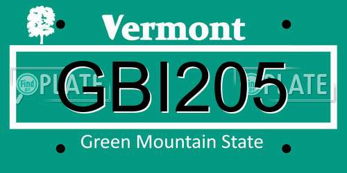 GBI205 Vermont License Plate