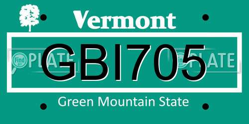 GBI705 Vermont License Plate