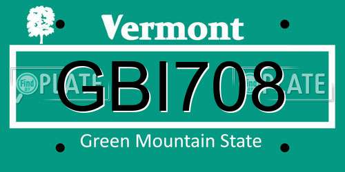 GBI708 Vermont License Plate