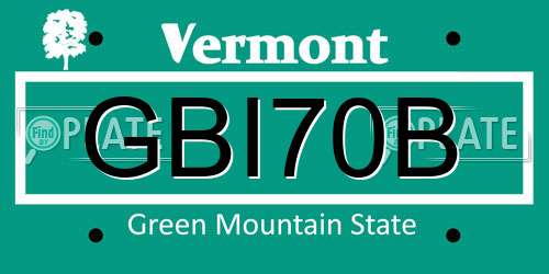 GBI70B Vermont License Plate