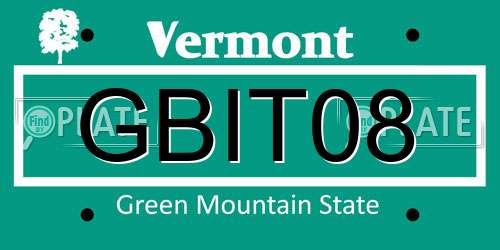 GBIT08 Vermont License Plate