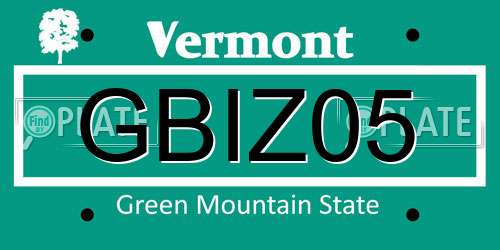 GBIZ05 Vermont License Plate