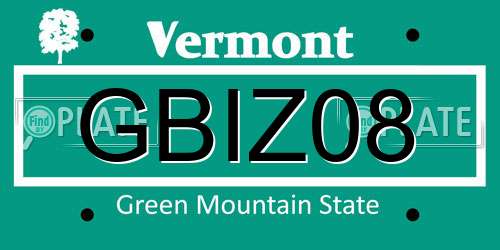 GBIZ08 Vermont License Plate