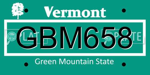 GBM658 Vermont License Plate