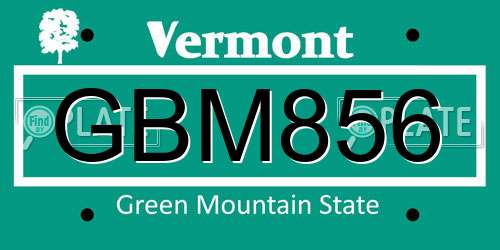 GBM856 Vermont License Plate