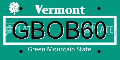 GBOB60 Vermont License Plate
