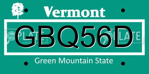 GBQ56D Vermont License Plate