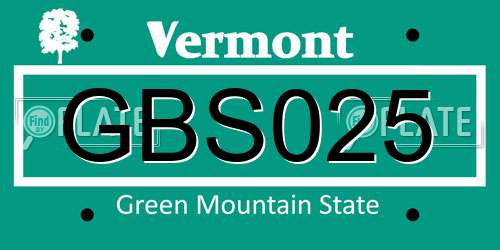 GBS025 Vermont License Plate