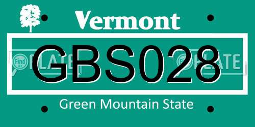 GBS028 Vermont License Plate