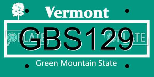GBS129 Vermont License Plate