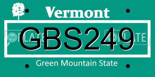 GBS249 Vermont License Plate