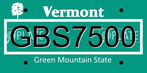 GBS7500 Vermont License Plate