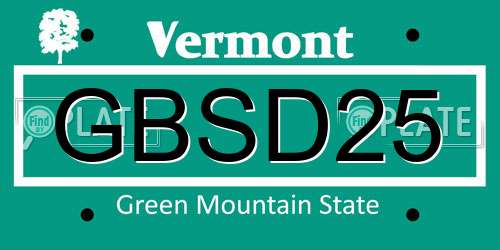GBSD25 Vermont License Plate
