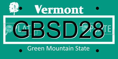 GBSD28 Vermont License Plate