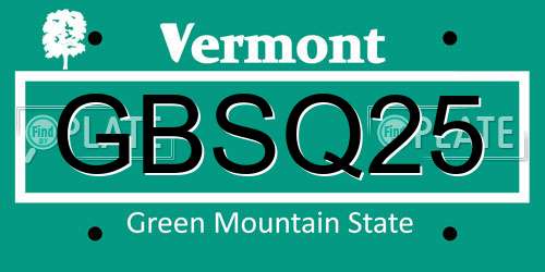 GBSQ25 Vermont License Plate