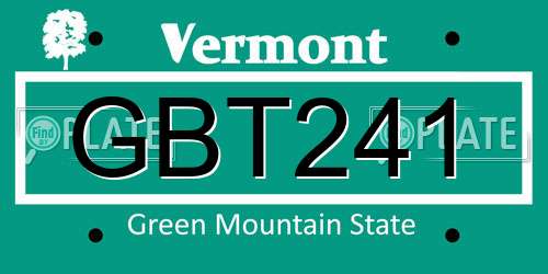 GBT241 Vermont License Plate