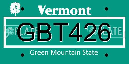 GBT426 Vermont License Plate