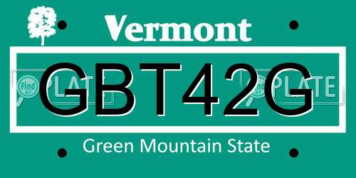 GBT42G Vermont License Plate