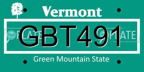 GBT491 Vermont License Plate