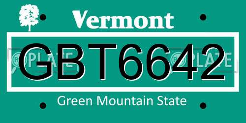 GBT6642 Vermont License Plate