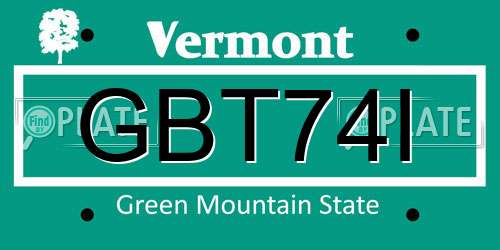 GBT74I Vermont License Plate