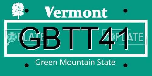GBTT41 Vermont License Plate