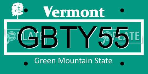 GBTY55 Vermont License Plate