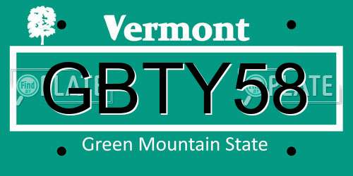 GBTY58 Vermont License Plate