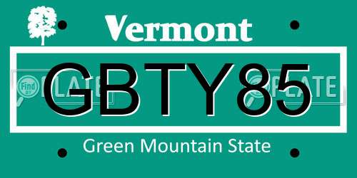 GBTY85 Vermont License Plate