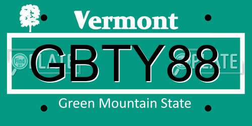 GBTY88 Vermont License Plate