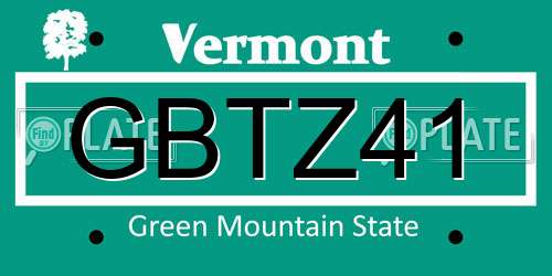 GBTZ41 Vermont License Plate
