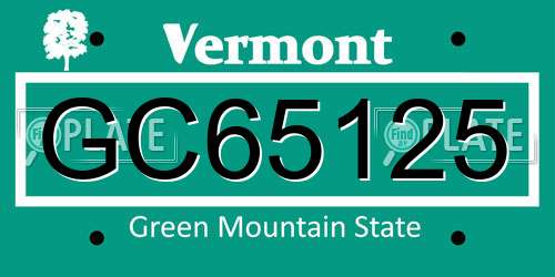GC65125 Vermont License Plate