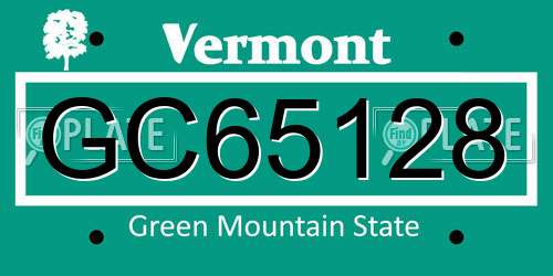 GC65128 Vermont License Plate