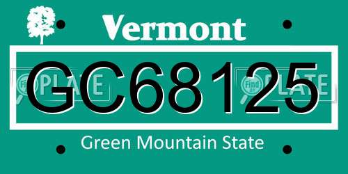 GC68125 Vermont License Plate